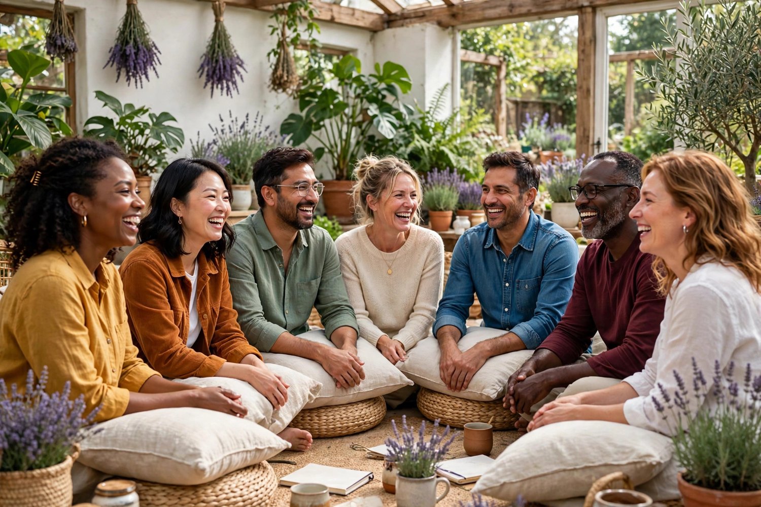 A facilitator leading a welcoming group wellness circle